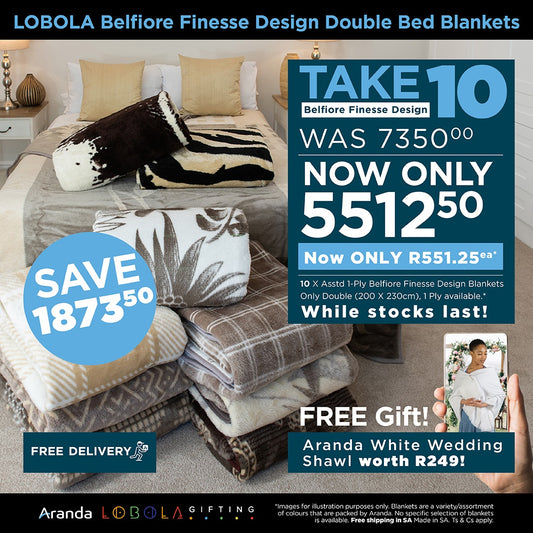 Lobola Bundle - Take 10 | 1 Ply Double Belfiore Finesse Design Assorted