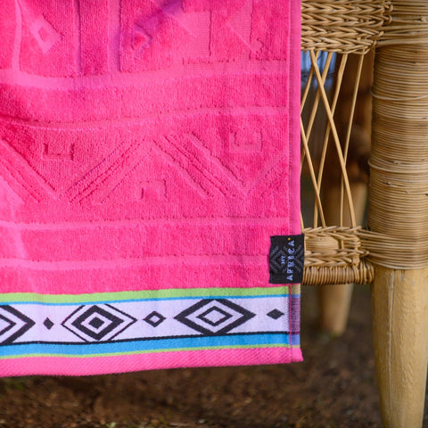 Beach Towel - Ndebele Geo | Cerise