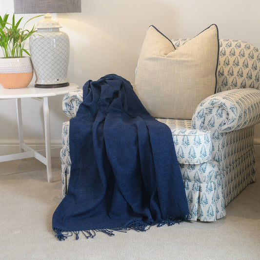 Chenille Throw - Plain Navy