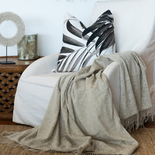 Chenille Throw - Plain | Oyster Grey