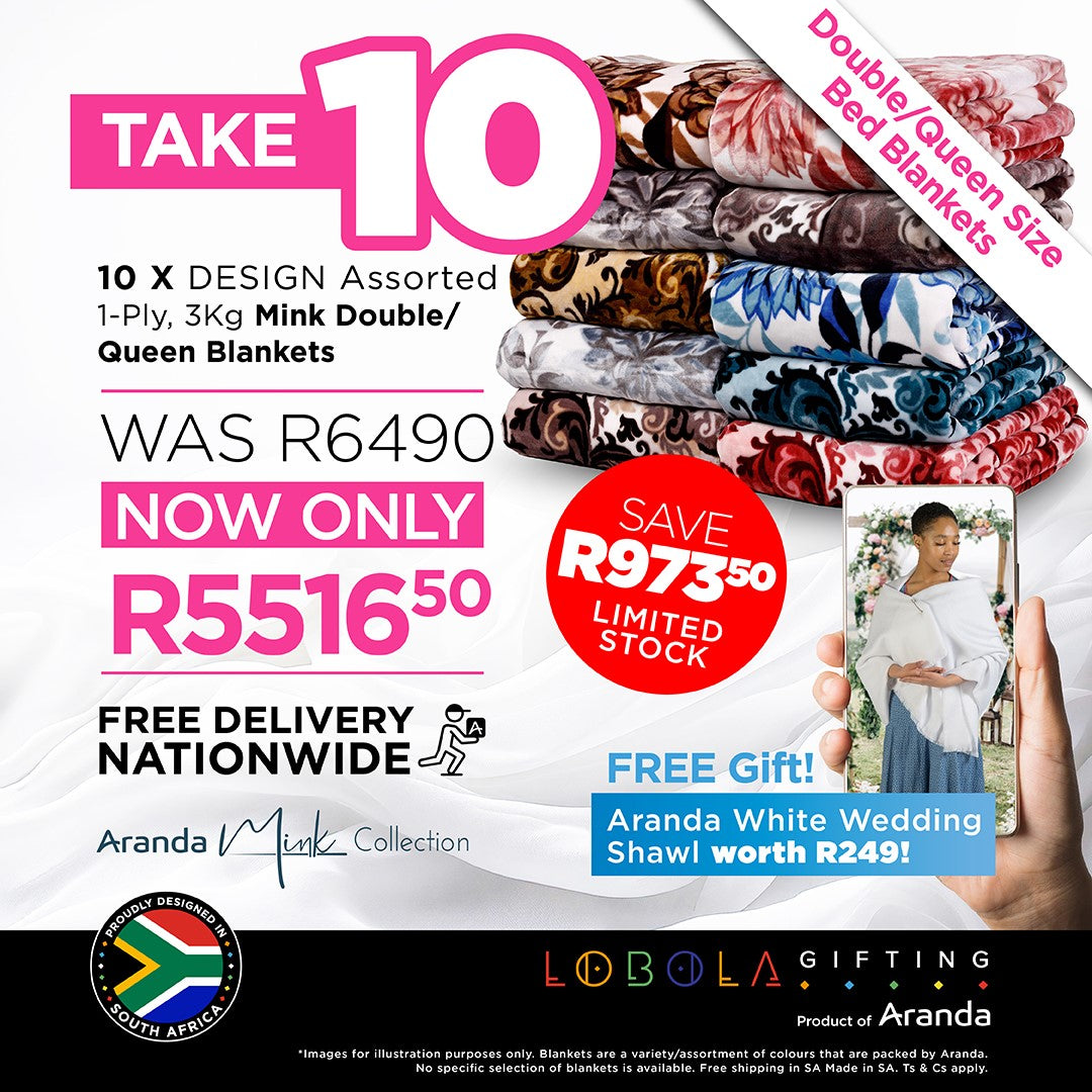 Lobola Bundle - Take 10 | 1 Ply Double Mink Designs Assorted