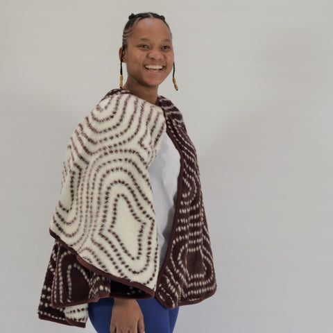 Wearing Cape - Shweshwe | Choc/Natural