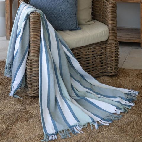 Protea Pin Stripe - Acapulco | Provincial Blue/Eggshell