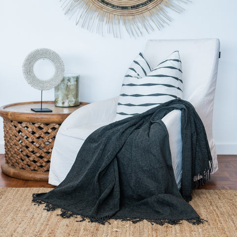 Chenille Throw - Plain Steel